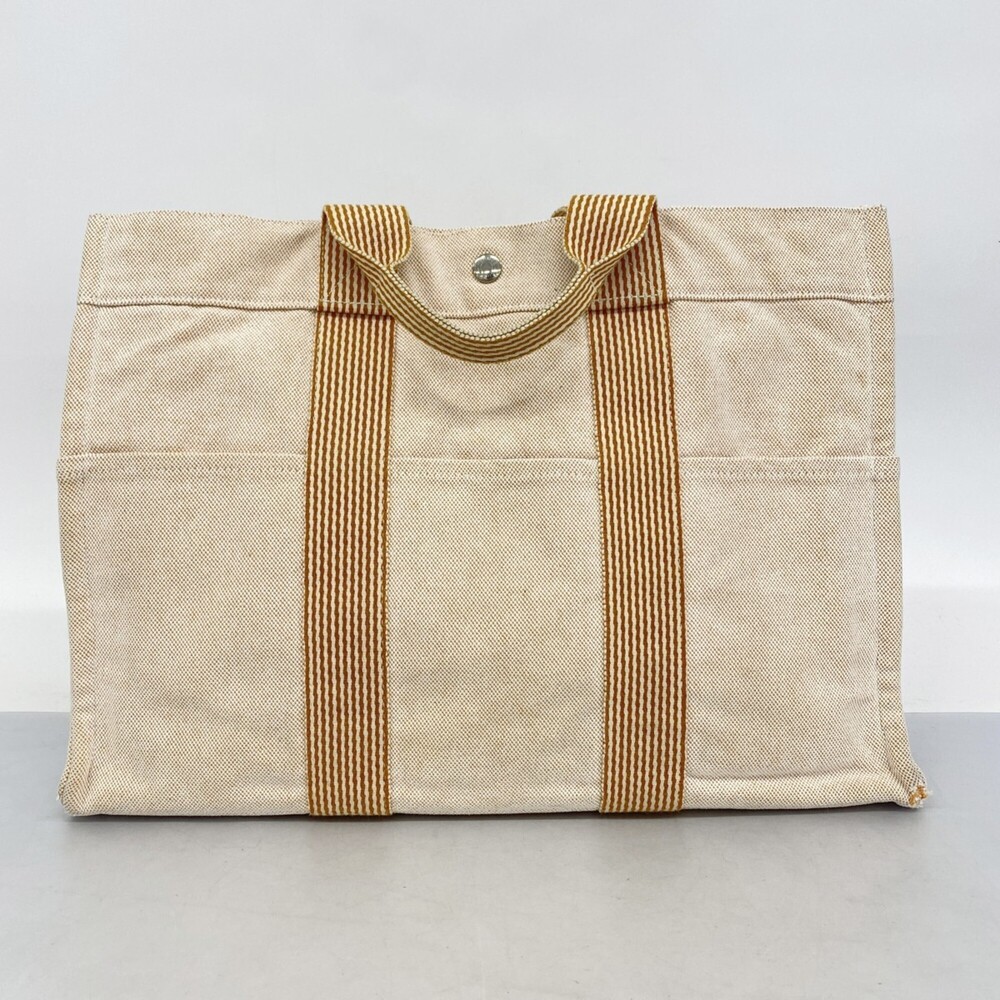 Hermes New Fool Tote MM Canvas Bag Orange White Women's - Picture 12 of 12